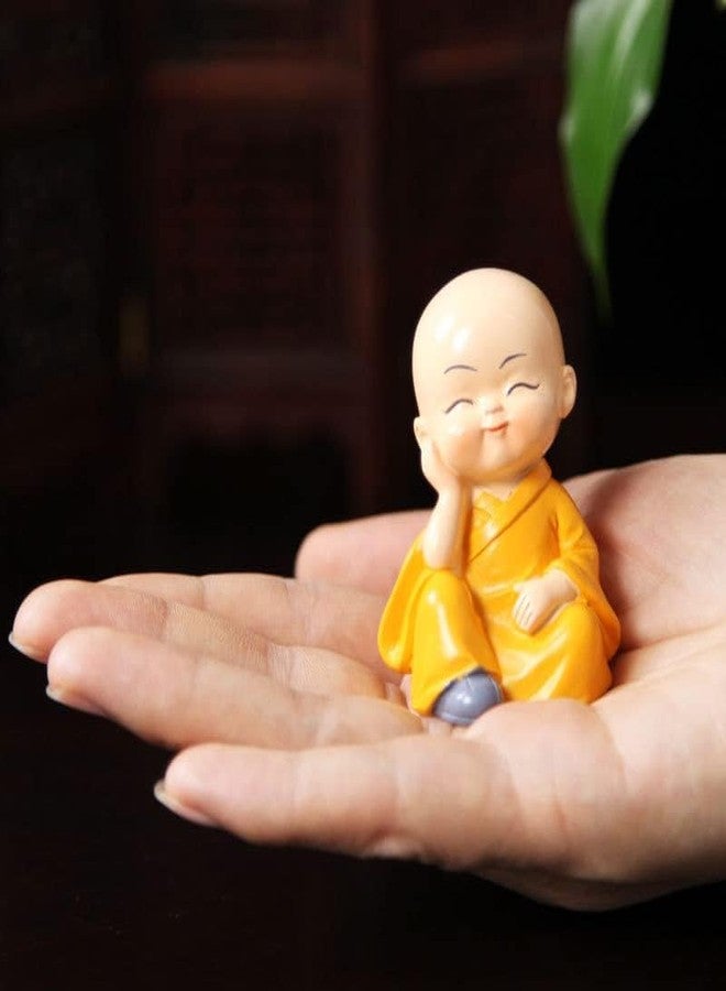 DEQUERA Monk Statue, 4pcs Resin Buddha Monk Figure, Cute Shaolin Boy for Home Car Decor, Collectible Gifts (Shaolin Monk) - Image 3
