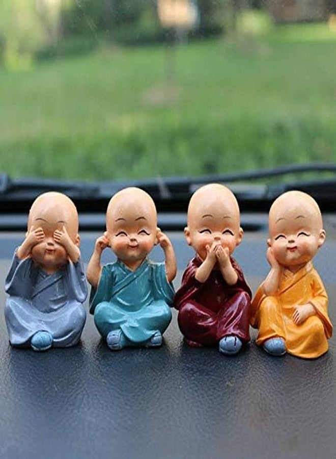 DEQUERA Monk Statue, 4pcs Resin Buddha Monk Figure, Cute Shaolin Boy for Home Car Decor, Collectible Gifts (Shaolin Monk) - Image 5