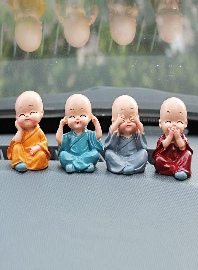 DEQUERA Monk Statue, 4pcs Resin Buddha Monk Figure, Cute Shaolin Boy for Home Car Decor, Collectible Gifts (Shaolin Monk) - Image 4