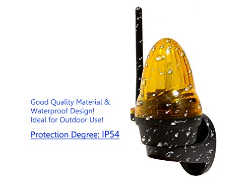 Supreform IP54 Weatherproof 12V-240V AC/DC Universal LED Flashing Warning Light Alarm Lamp for Gate Opener and Garage Door Opener with Yellow Signal, High-Brightnes Light - Image 2