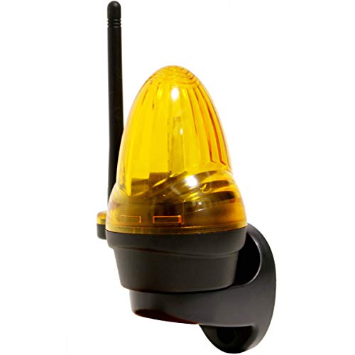 Supreform IP54 Weatherproof 12V-240V AC/DC Universal LED Flashing Warning Light Alarm Lamp for Gate Opener and Garage Door Opener with Yellow Signal, High-Brightnes Light - Image 1