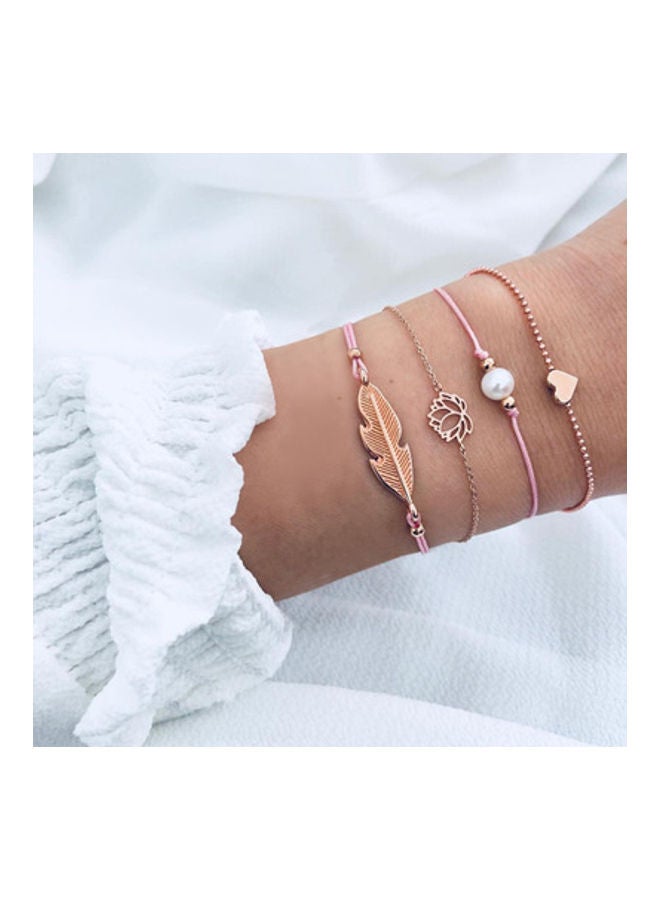 NIBEMINENT 4-Piece Pearl Lotus Fashion Bracelets  - Image 1