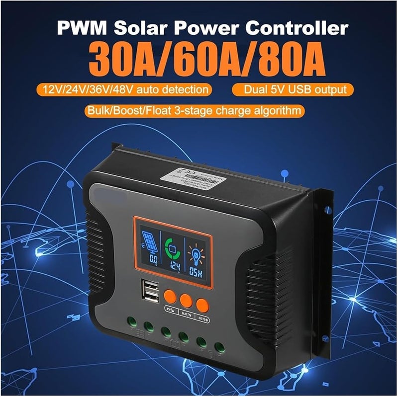30A PWM Solar Charge Controller LCD Display Auto 12V 24V 36V 48V Lithium Battery Charging System - Image 3