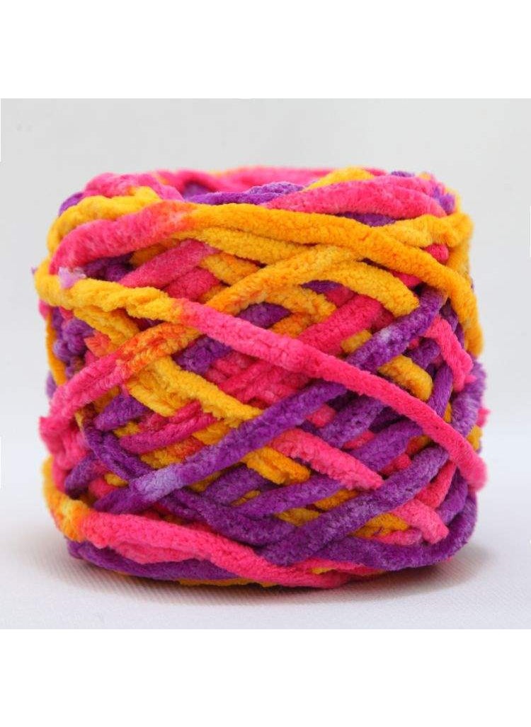 Generic - Ice Cream Striped Soft Thick Yarn Handmade Diy Knitted Scarf Yarn Ball Crochet Hook Slipper Self-knitted Ball 41 pink Purple Yellow segment - Image 1