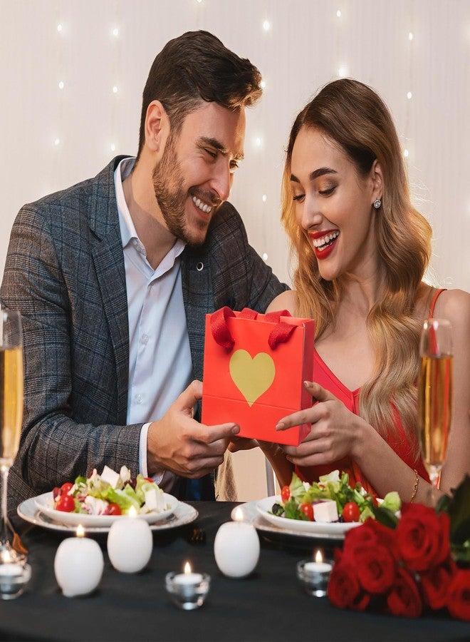 Weekgrat أكياس هدايا صغيرة لعيد الحب من ويكغرات، 48 قطعة، بمقبض، 4.72 × 3.94 × 2.36 بوصة، أكياس حلوى صغيرة على شكل قلب، بكميات كبيرة، مثالية لتزيين حفلات عيد الحب (أحمر وذهبي). - Image 2