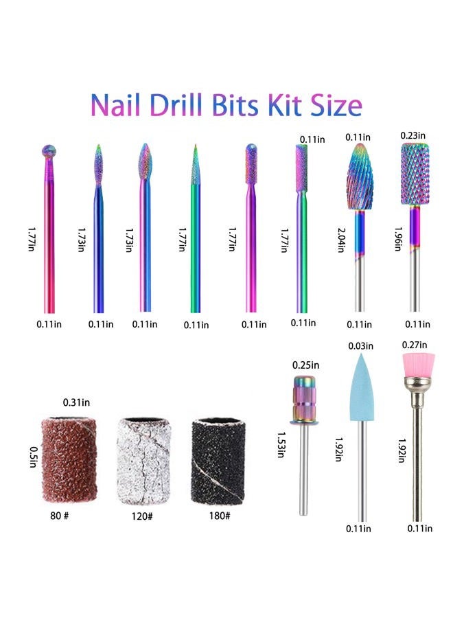 BQAN Nail Drill Bits, 10Pcs 3/32 in Carbide Professional Drill Bit Set for Nail Tech, Remove Acrylic Gel Nails, Manicure with 75Pcs File Sanding Bands (#80#120#180 Grits) - Image 2