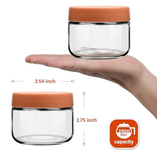 EONJOE 8oz Glass Jars with Lids 1 Cup Small Food Containers for Chia Pudding Jam Snack Yogurt Overnight Oats Candy,6-Pack - Image 2