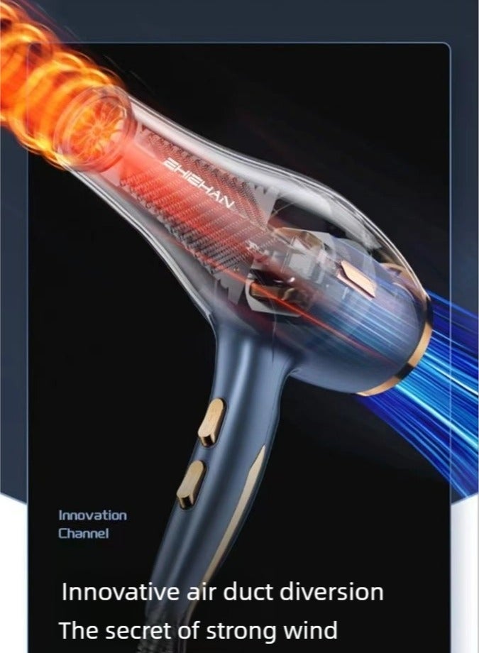 ZHIZHAN ZHIZHAN professional hair dryer 2400W AC motor quick drying salon hair dryer set of 8 pieces, with 2 speed and 3 heating settings, equipped with diffuser nozzle concentrator comb, suitable for male and female use,  - Image 3