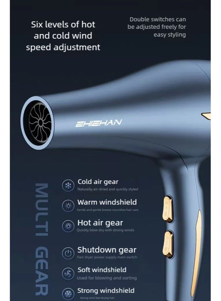 ZHIZHAN ZHIZHAN professional hair dryer 2400W AC motor quick drying salon hair dryer set of 8 pieces, with 2 speed and 3 heating settings, equipped with diffuser nozzle concentrator comb, suitable for male and female use,  - Image 5