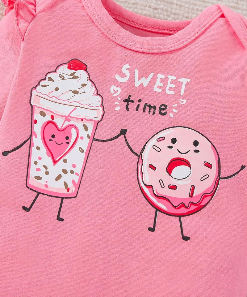Fullfamous Newborn Baby Girl Clothes Gifts Outfits Spring Fall Winter Long Sleeve Romper and Pant Set Newborn Pink Cake/Donut - Image 5