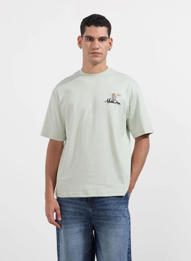 The Indian Garage Co Men Relaxed Fit Graphic Printed Crew Neck Half Sleeves T-Shirt