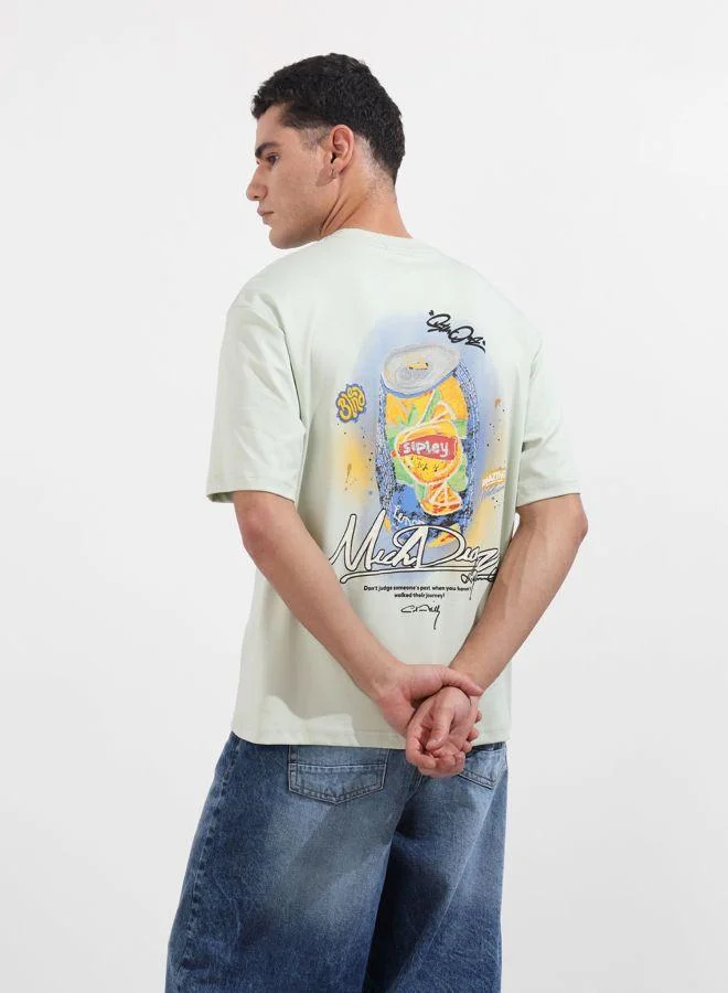 The Indian Garage Co Men Relaxed Fit Graphic Printed Crew Neck Half Sleeves T-Shirt