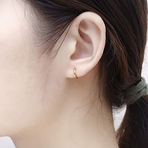 Vishoca Surgical Stainless Steel Thin Hoop Earrings 6mm/8mm/10mm Small Huggie Hoop Earrings for Women and Men (E: Gold (Diameter 6mm/8mm/10mm),3 Pairs) - Image 4