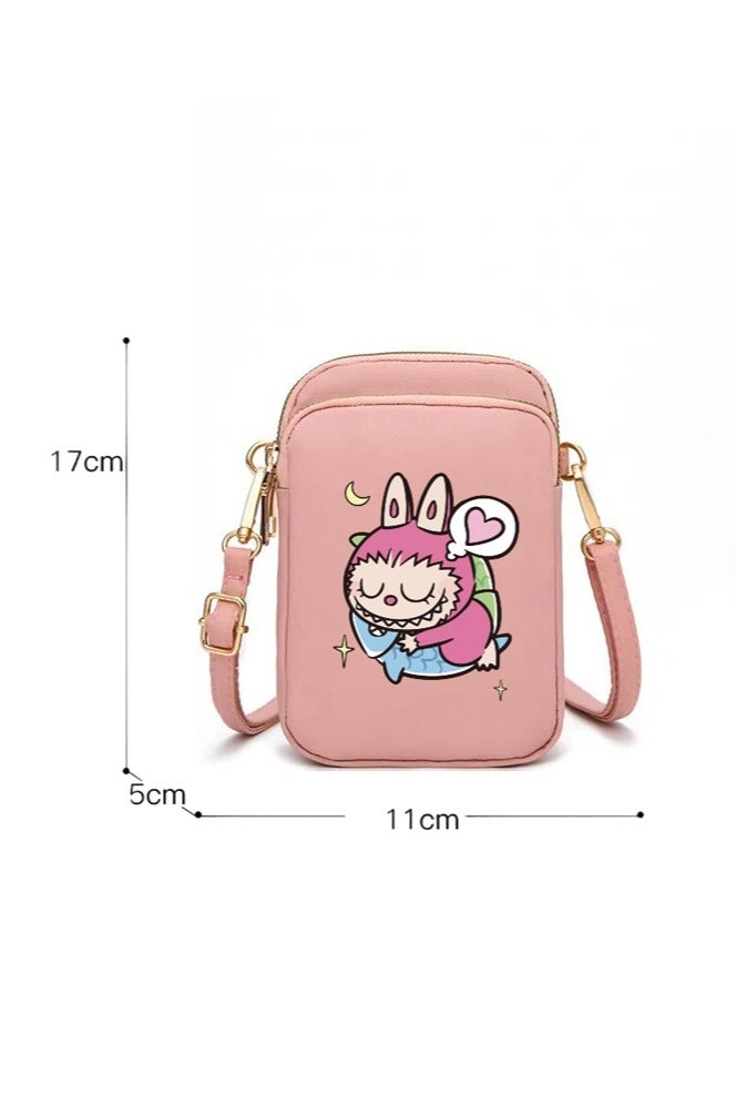 general Labubu cartoon print small square bag mini mobile phone bag casual simple shoulder bag - Image 2
