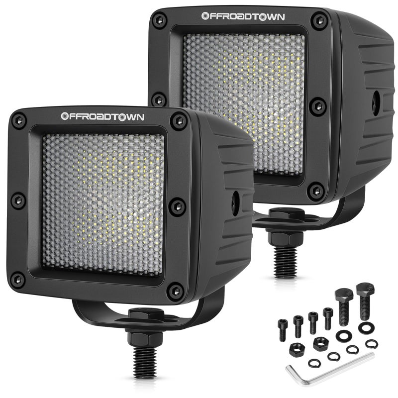 OFFROADTOWN LED Cubes, OFFROADTOWN 3inch 120W CREE LED Pods Driving Lights Cubes Ditch Light Off Road Lights Reverse Light for Truck Pickup UTV ATV SUV Boat 4x4 Car - Diffusion Beam - Image 1