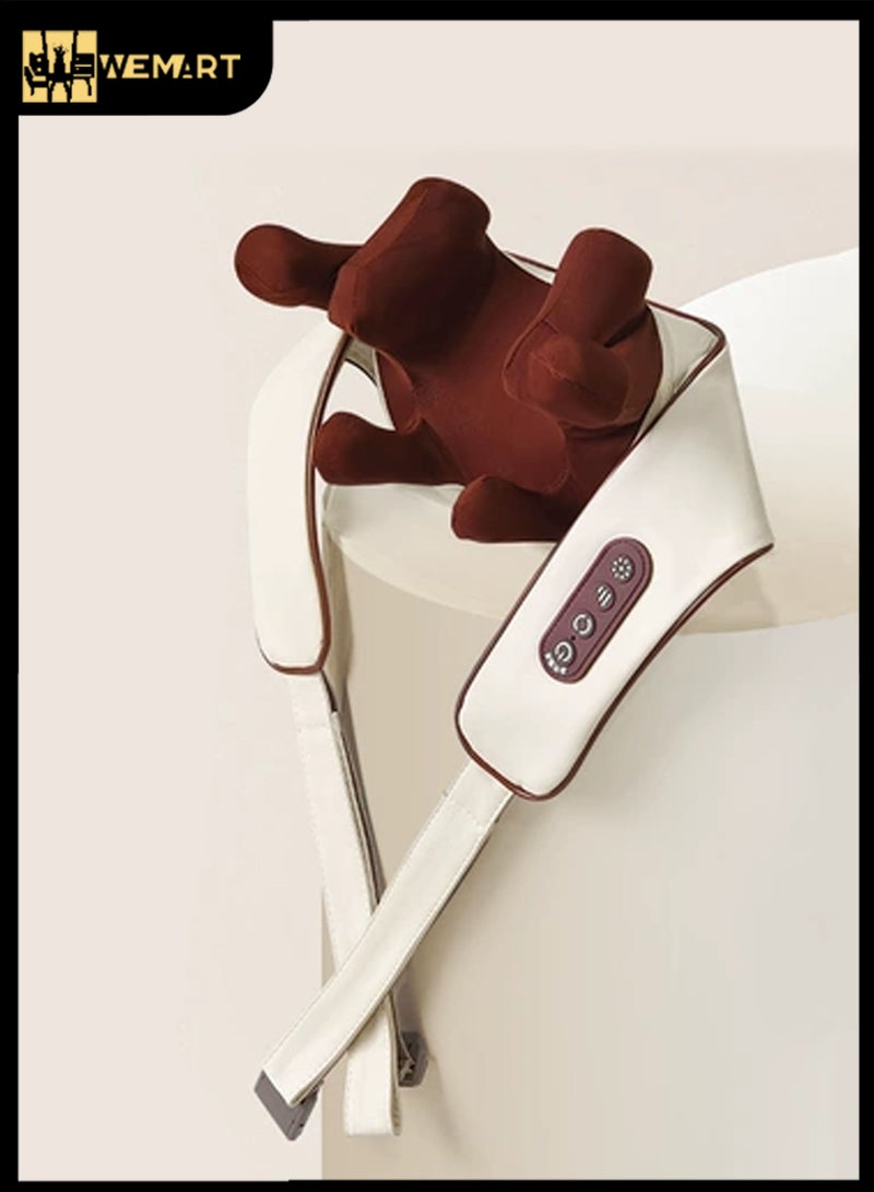 ويمارت مساج للرقبة بالحرارة، مساج بلا سلك للظهر والكتف باش يخفف الألم، مخدة مساج قابلة للشحن بالعجن العميق للعضلات، جوج وضعيات وجوج مستويات، هدية بلا ما تستعمل اليد للنساء والرجال والأم والأب - Image 1