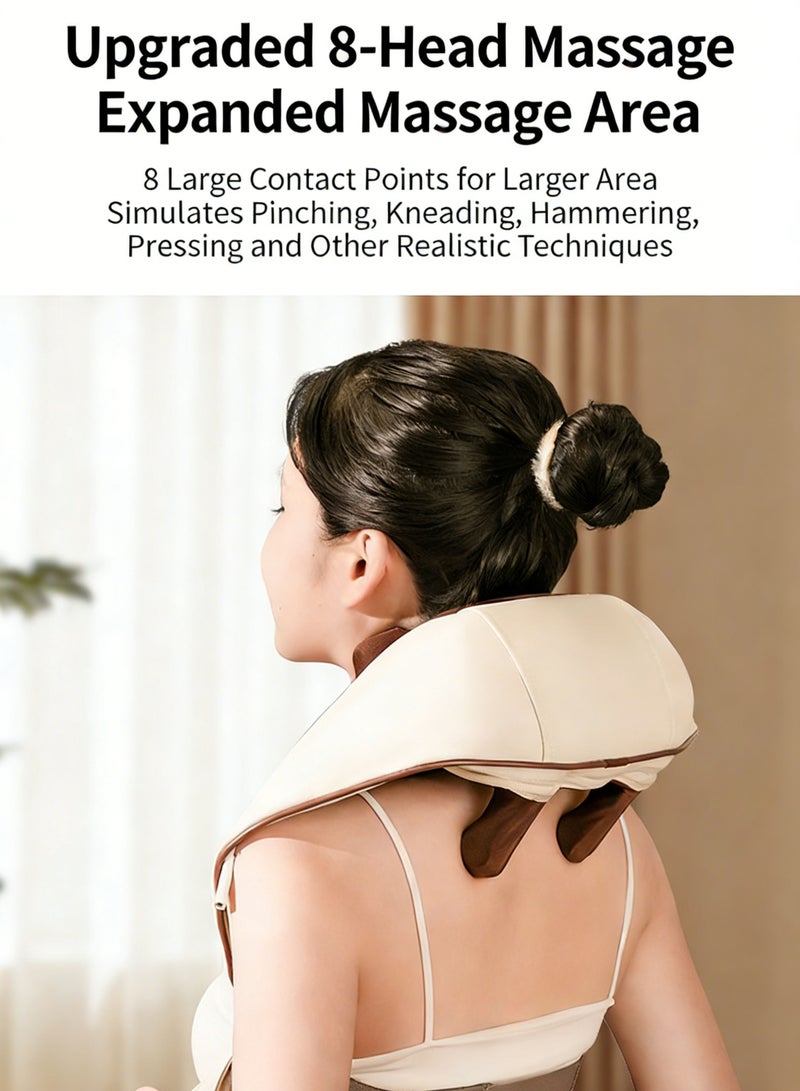 ويمارت مساج للرقبة بالحرارة، مساج بلا سلك للظهر والكتف باش يخفف الألم، مخدة مساج قابلة للشحن بالعجن العميق للعضلات، جوج وضعيات وجوج مستويات، هدية بلا ما تستعمل اليد للنساء والرجال والأم والأب - Image 3