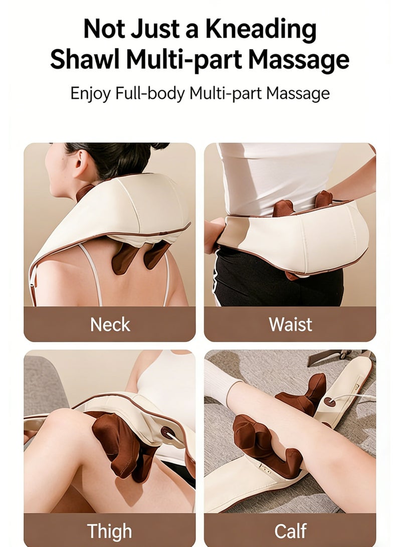 ويمارت مساج للرقبة بالحرارة، مساج بلا سلك للظهر والكتف باش يخفف الألم، مخدة مساج قابلة للشحن بالعجن العميق للعضلات، جوج وضعيات وجوج مستويات، هدية بلا ما تستعمل اليد للنساء والرجال والأم والأب - Image 5