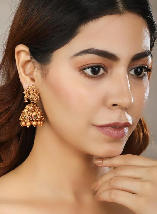 Priyaasi Elegant Women , Maroon Brass Earrings with pattern and secured with Post and Back closure and styled in ideal for Ethnic moments — designed to make heads turn.