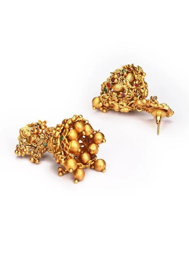 Priyaasi Elegant Women , Maroon Brass Earrings with pattern and secured with Post and Back closure and styled in ideal for Ethnic moments — designed to make heads turn.