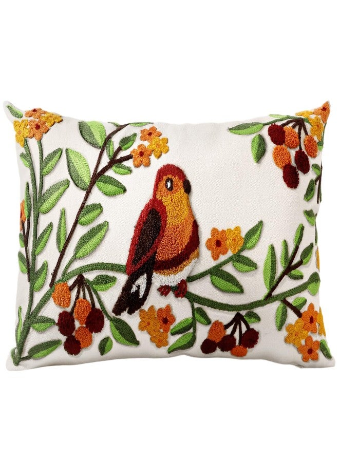 Kokaaee Embroidered Throw Pillow Covers - 20x12 Decorative Pillow Covers with Zipper Aesthetic Cute Design Boho Summer Throw Pillowcases for Couch Sofa Bed Indoor, Tree Bird - Image 1