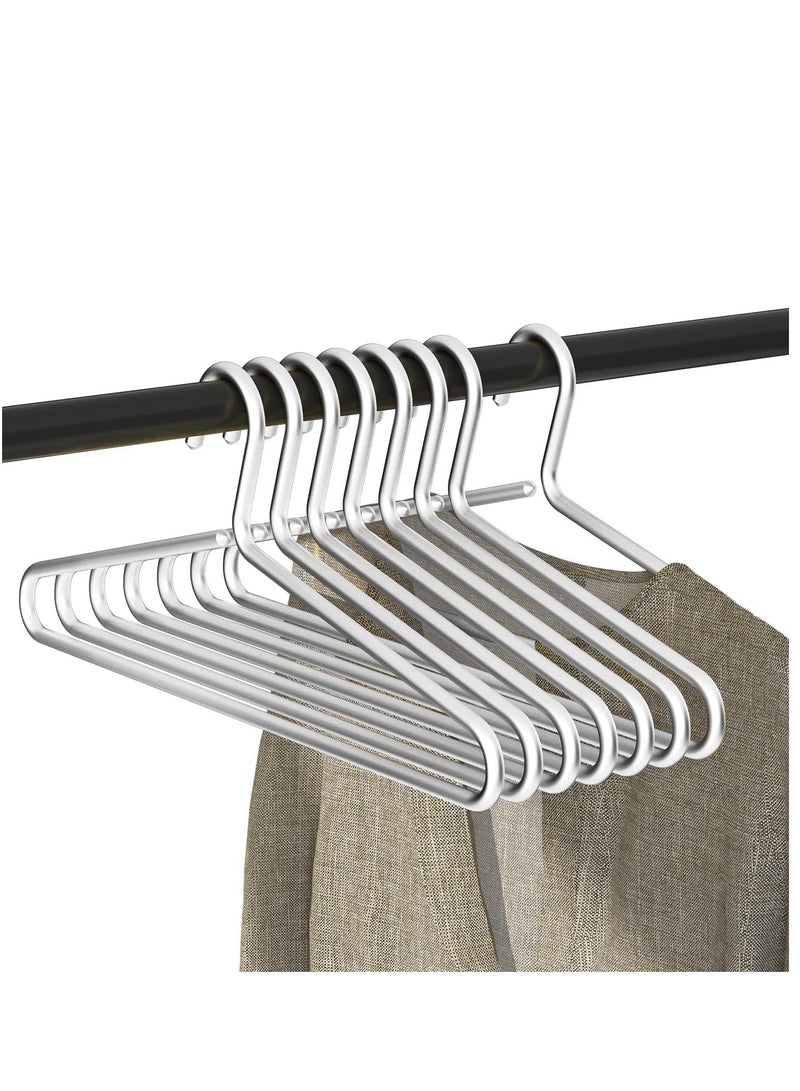 KASTWAVE 17" شماعات ملابس من الألمنيوم الفضي غير اللامع الممتاز، 10 قطع، شماعات بدلة معدنية ذهبية، شماعات ملابس من سبائك الألمنيوم - Image 1