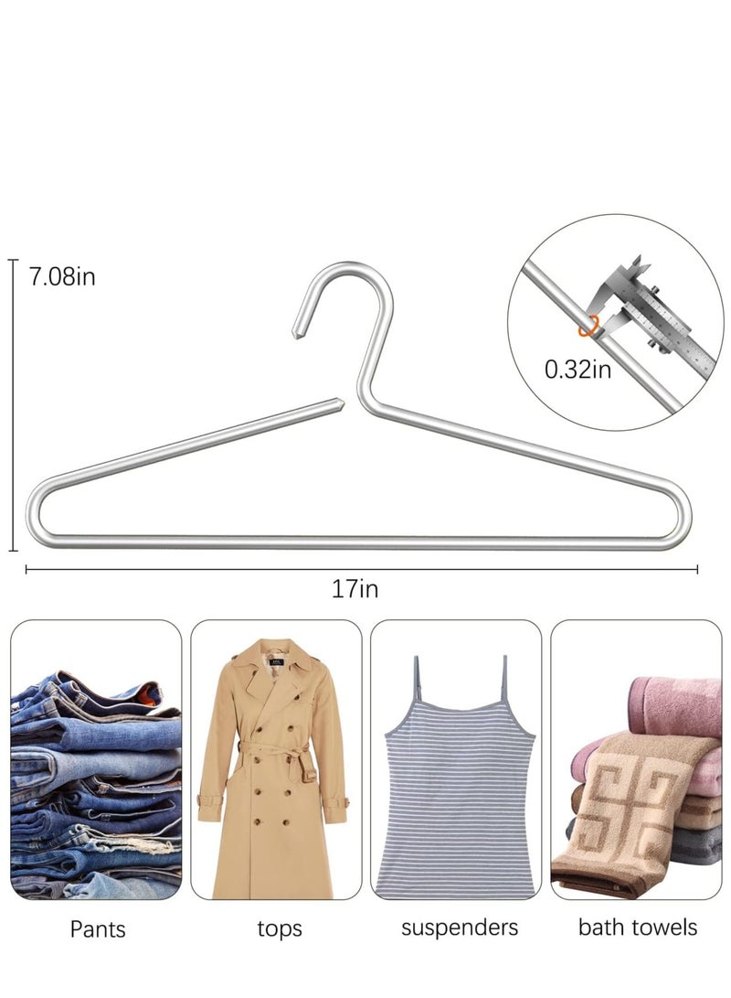 KASTWAVE 17" شماعات ملابس من الألمنيوم الفضي غير اللامع الممتاز، 10 قطع، شماعات بدلة معدنية ذهبية، شماعات ملابس من سبائك الألمنيوم - Image 4