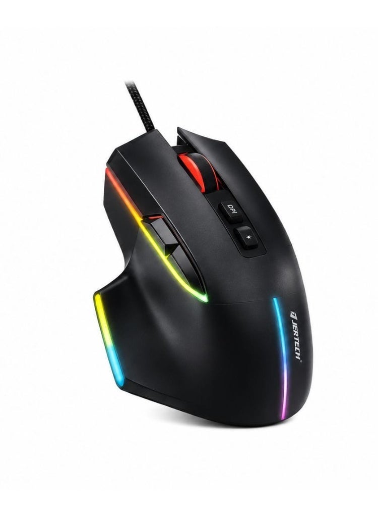 جيرتك ماوس ألعاب بإضاءة RGB – مستشعر بصري بدقة 4800 نقطة في البوصة (DPI)، معدل استجابة 1000 هرتز، اتصال سلكي عبر USB، 7 أزرار، إضاءة خلفية بألوان الطيف (Rainbow)، تسارع 20G، تصميم مريح يناسب اليدين (لليمين واليسار)، ماوس ألعاب عالي السرعة لأجهزة الكمبيوتر المكتبية والمحمولة. - Image 2