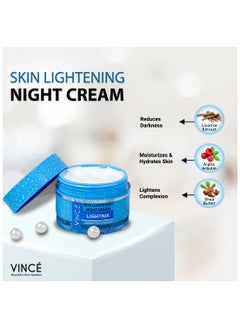 VINCE Skin Lightening Night Cream – Fades Dark Spots, Sun Spots & Dullness – Brightens & Evens Skin Tone Overnight – Hydrates, Smooths & Revives a Glowing Complexion – Paraben-Free, 50ml  - Image 3