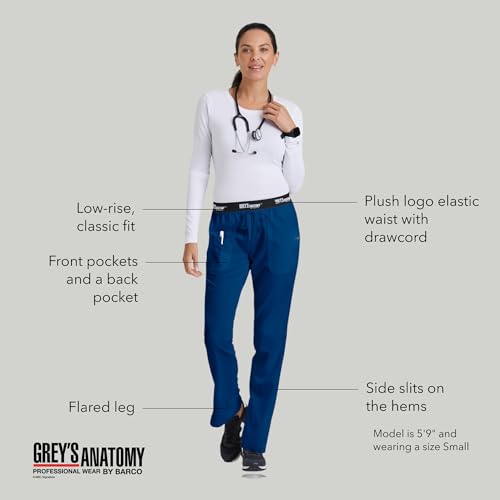 BARCO Grey’s Anatomy Classic Aubrey Scrub Pant for Women – Indigo, 3-Pocket Bottoms with Natural Stretch, Soil Release Fabric, and Super Soft Finish – XXS, Tall Fit - Image 4