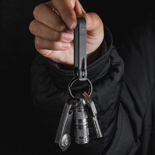 FEGVE Titanium Key Belt Clip, Carabiner Keychain Clip with Key Ring for Pants and Purse - Black - Image 5