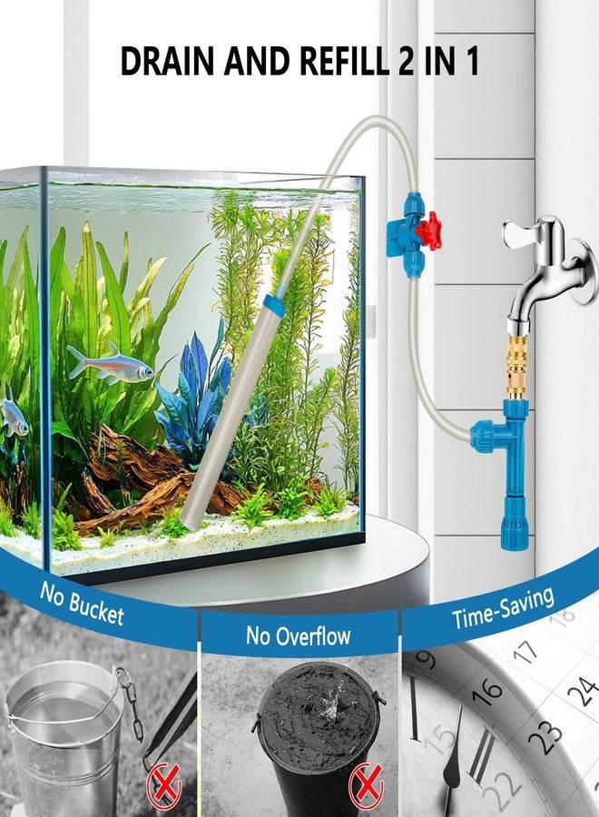 fishkeeper 50FT Aquarium Gravel Vacuum Water Changer - Flow Adjustable Faucet Universal Siphon Quick Pump with 6 Adapters, Bucket-Free Fish Tank Cleaning Tools for Drain & Fill (2025 New) - Image 5
