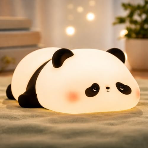 One94Store Kids Sleeping Panda Touch Silicone Night Lamp – Rechargeable LED Bedside Lamp for Children's Bedroom, Romantic Decor, Valentine Day Gift, Love Gift for Her, Couple Gift - Image 1