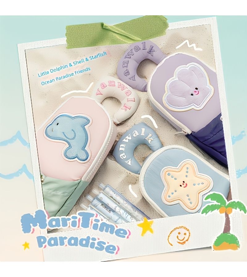 Ocean Park Embroidered Pencil Case Shell Durable 3D Stand Up Drawstring Portable - Image 2