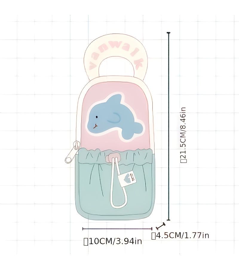 Ocean Park Embroidered Pencil Case Shell Durable 3D Stand Up Drawstring Portable - Image 3