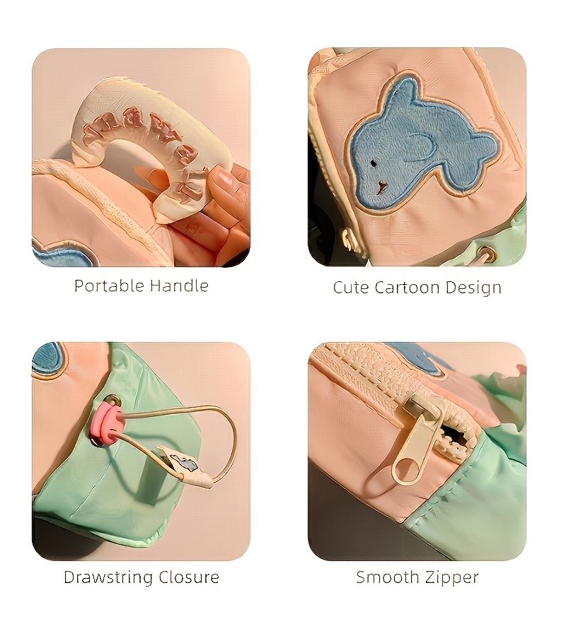 Ocean Park Embroidered Pencil Case Shell Durable 3D Stand Up Drawstring Portable - Image 5