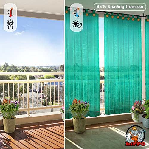 HIPPO Outdoor Balcony Sun, UV & Dust Protection Curtain HDPE Light Filtering 150 GSM Tab-Top Loop with Decorative Button Curtains for Home, Garden, Varanda, Hotel (Green, 3FTX8FT, 2 PC) - Image 2
