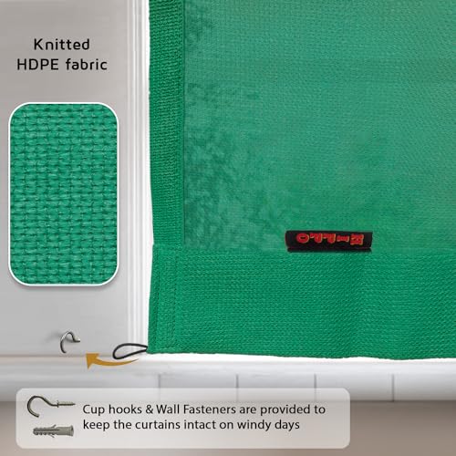 HIPPO Outdoor Balcony Sun, UV & Dust Protection Curtain HDPE Light Filtering 150 GSM Tab-Top Loop with Decorative Button Curtains for Home, Garden, Varanda, Hotel (Green, 3FTX8FT, 2 PC) - Image 5