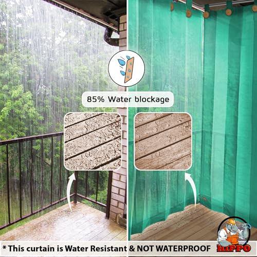 HIPPO Outdoor Balcony Sun, UV & Dust Protection Curtain HDPE Light Filtering 150 GSM Tab-Top Loop with Decorative Button Curtains for Home, Garden, Varanda, Hotel (Green, 3FTX8FT, 2 PC) - Image 3