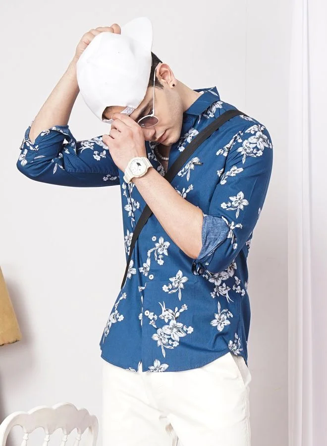 The Indian Garage Co Men Slim Fit Tropical Full Sleeves Spread Collar Casual Shirt