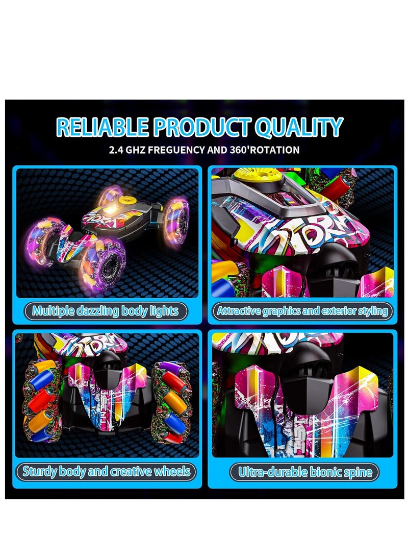 Mytoys 4WD Gesture Sensing RC Stunt Car,Remote Control Car Toy,with Lights Music Spray,4WD 360° Spins All Terrains Kids Toys RC Car for Kids - Image 3