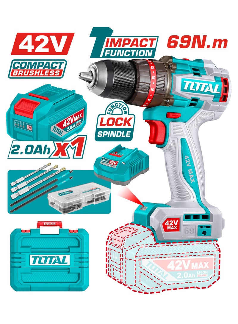 Total Compact Brushless Cordless Impact Drill 69N 42V TIDLI426981 - Image 1