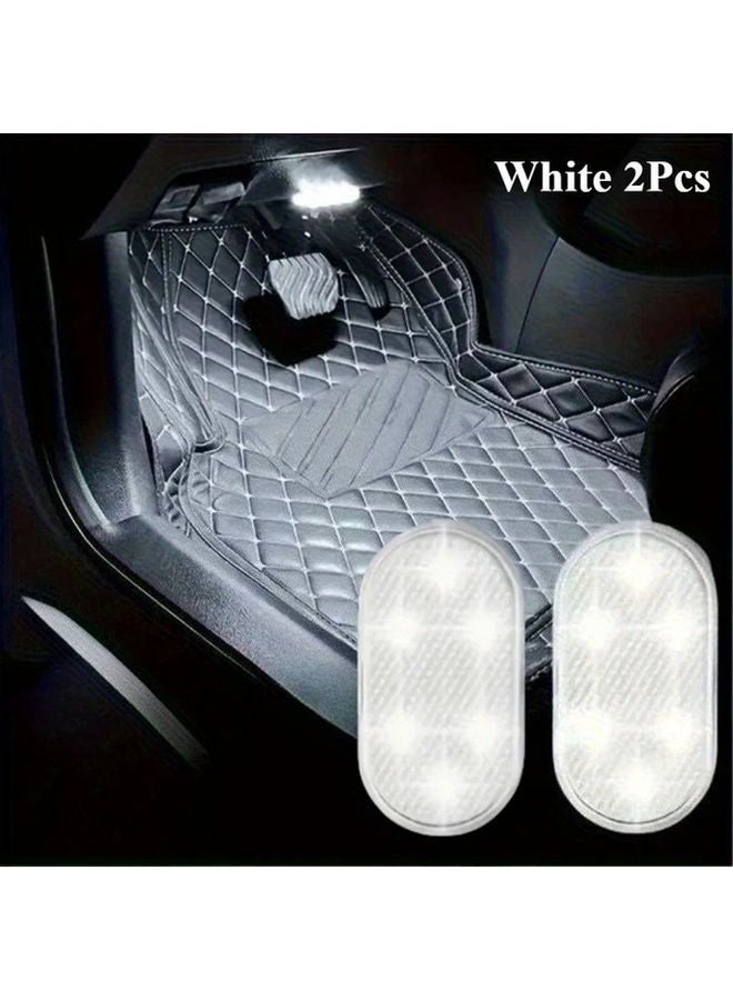 أبيض 2 قطعة سوبر ليد لامس ضوء استشعار ضوء USB قابل للشحن مغناطيسي سيارة داخلي إضاءة محيطة - Image 1