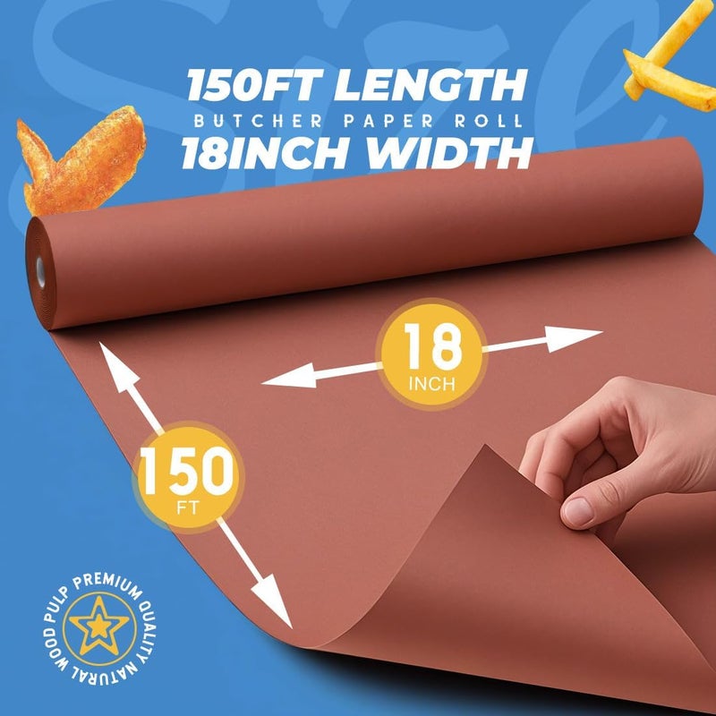 PH PERKHOMY Pink Butcher Paper Roll 18" x 1800" (150') for Smoker BBQ Grilling Smoking Meat Unbleached Uncoated Unwaxed (Pink, 18" x 150') - Image 2