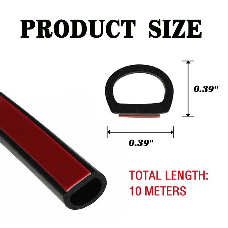 Bittwee Car Weather Stripping SelfAdhesive D Shape Rubber Soundproof Automotive Door Seal Strip for Front Rear Door Trunk Lid Window Noise Insulation Sealing Universal for SUV Truck RV328 Ft - Image 4