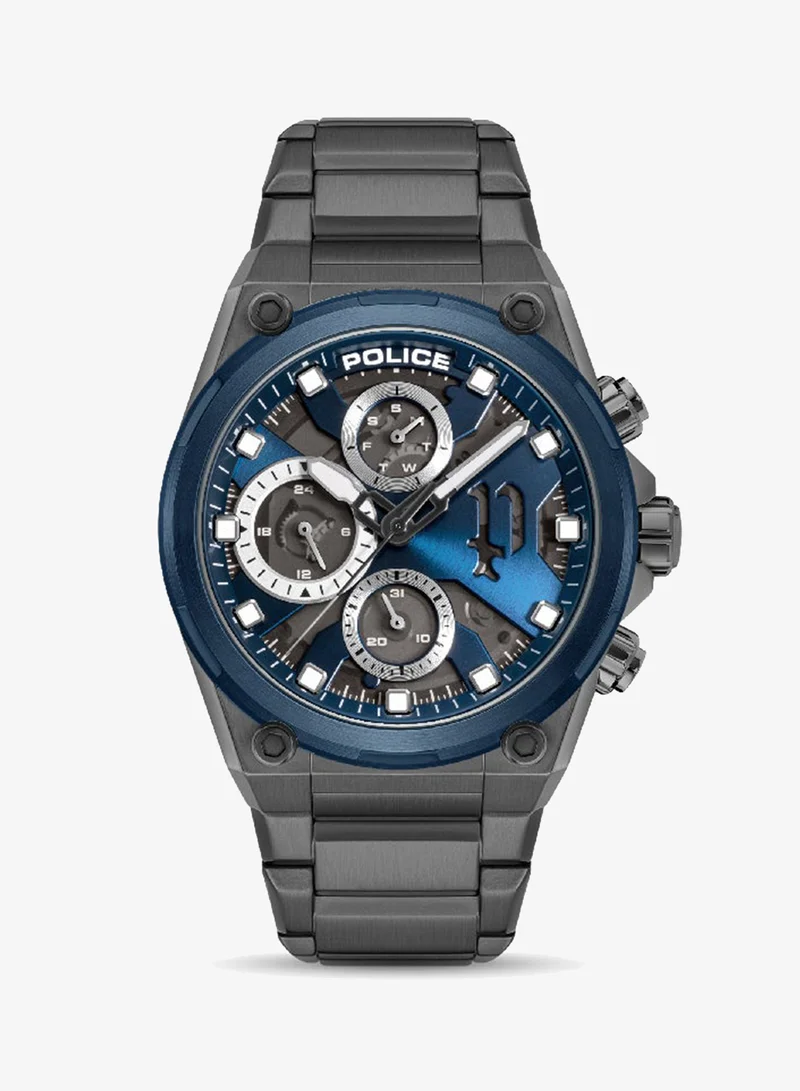 Police Airflow Men's 43mm Multifunction Watch with Blue/Grey Dial & Grey Stainless Steel Bracelet