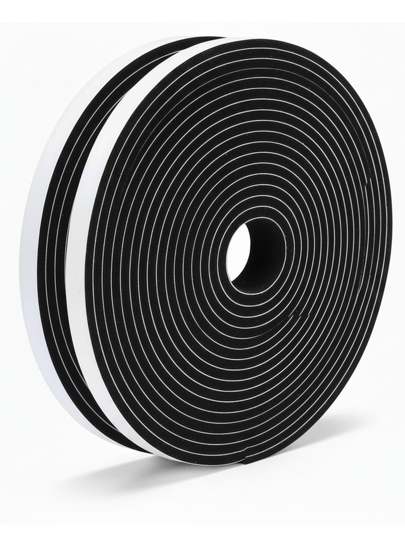 2 قطعه من شريط عازل للهواء والنوافذ – شريط فوم مانع لتسرب الهواء ذاتي اللصق – عرض 18 ملم × طول 10 متر – شريط عازل من المطاط للنوافذ والأبواب – مقاوم للماء، مرن وعالي المرونة - Image 1