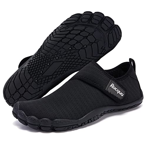 Racqua Mens Womens Water Shoes Quick Dry Barefoot Lightweight Shoes Fishing Swim Pool Beach Aqua Shoes Surfing Diving Hiking Sport Shoes Black 9.5 Women/8.5 Men - Image 2