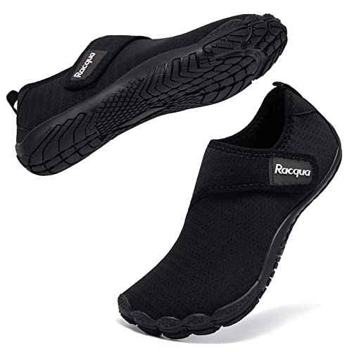 Racqua Mens Womens Water Shoes Quick Dry Barefoot Lightweight Shoes Fishing Swim Pool Beach Aqua Shoes Surfing Diving Hiking Sport Shoes Black 9.5 Women/8.5 Men - Image 4