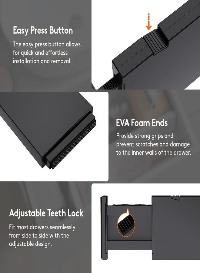 Lifewit 14 Pack Drawer Dividers 4" High, 11-17" Adjustable Drawer Organizers for Clothes, Expandable Dresser Separators in Bedroom/Bathroom/Kitchen/Fridge/Office Organization and Storage, Black - Image 5